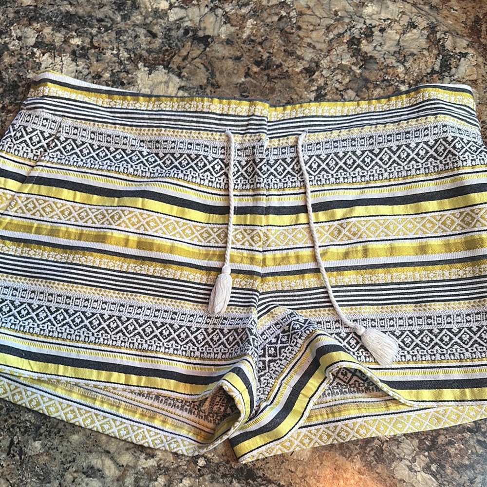 LOFT Yellow and White High Waist Shorts